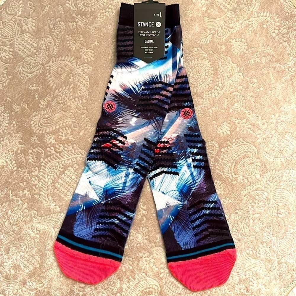 Brand New Stance Dwayne Wade Collection Casual Crew Cushion Socks Tropical Miami - Picture 3 of 15